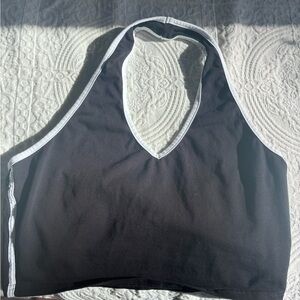 Black & white halter crop top